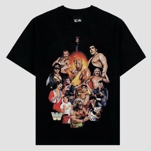 🩷Shoe Palace X WWE Legends Black Graphic Tee, Hulk Hogan Rodney Rowdy Piper
